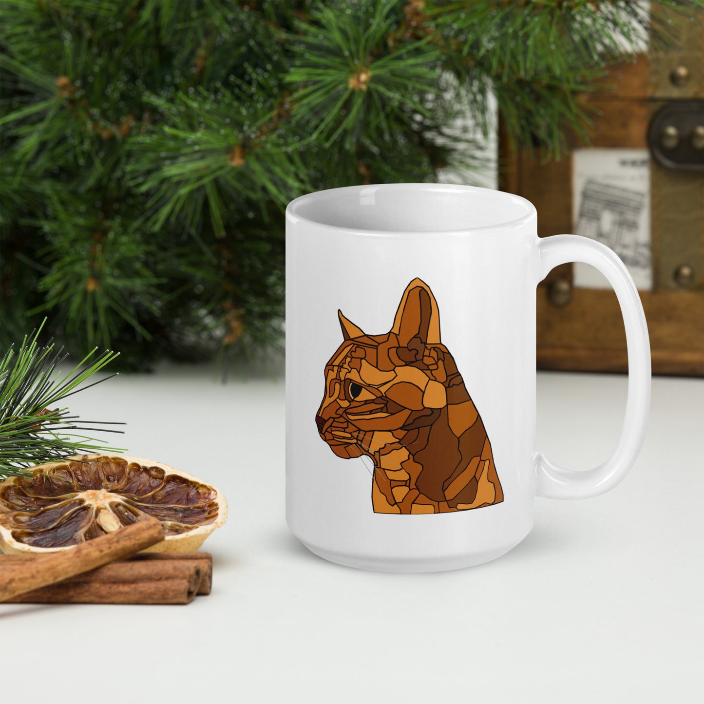 Little Orange Cat - White Glossy Mug